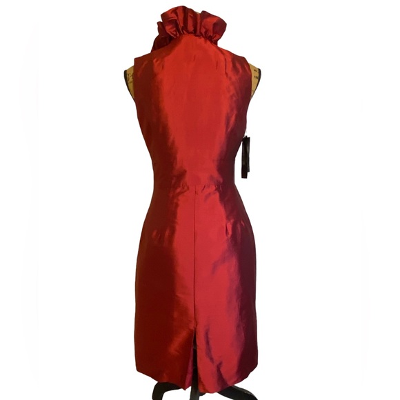 Alfred Sung Garnet Ruffle Halter Neck Sleeveless Midi Cocktail Dress women’s SZ4 - Picture 3 of 13